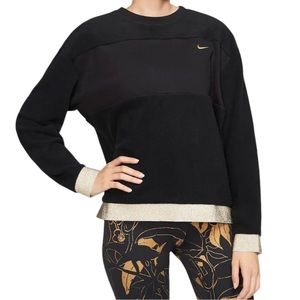Nike Icon Clash Therma Fleece Crew Pullover
Sweatshirt Black Gold Women's sz L